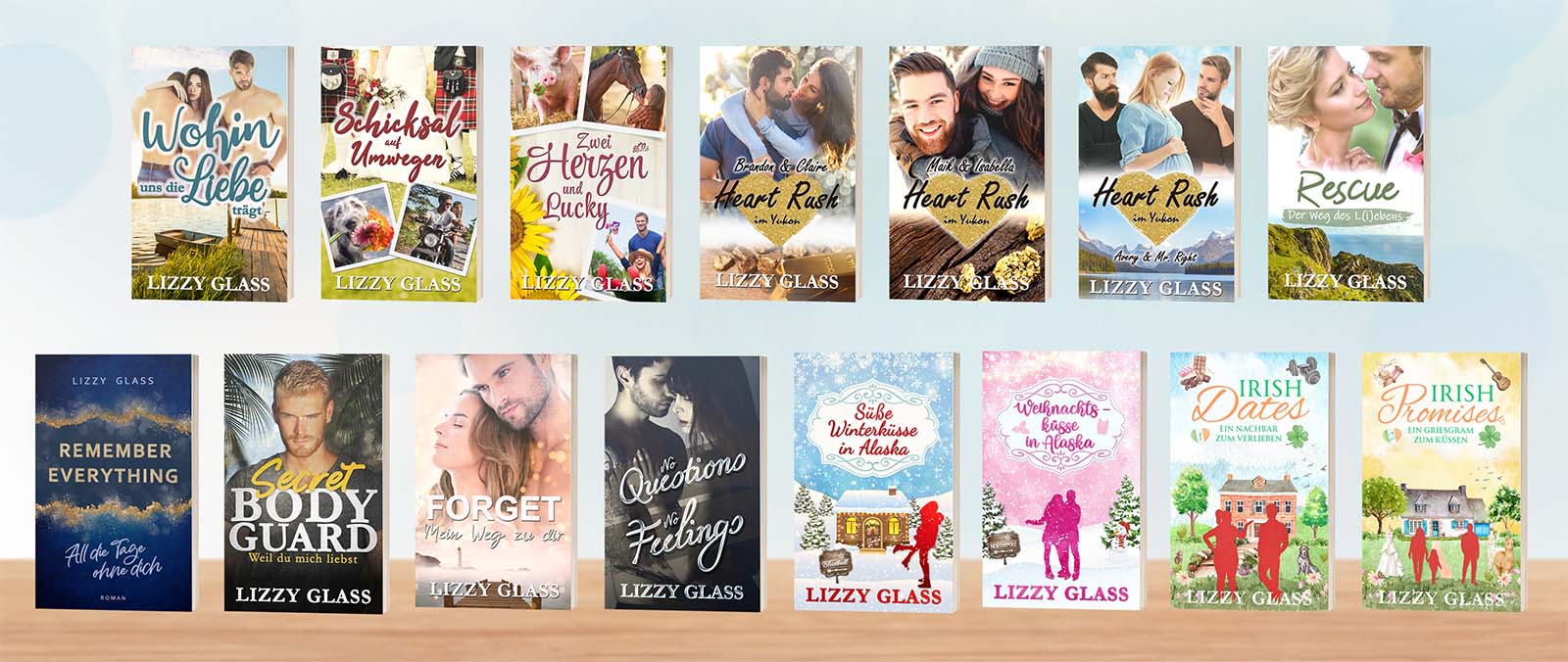 Romantische Liebesromane und spannende Romantik-Thriller mit Happy End von Lizzy Glass