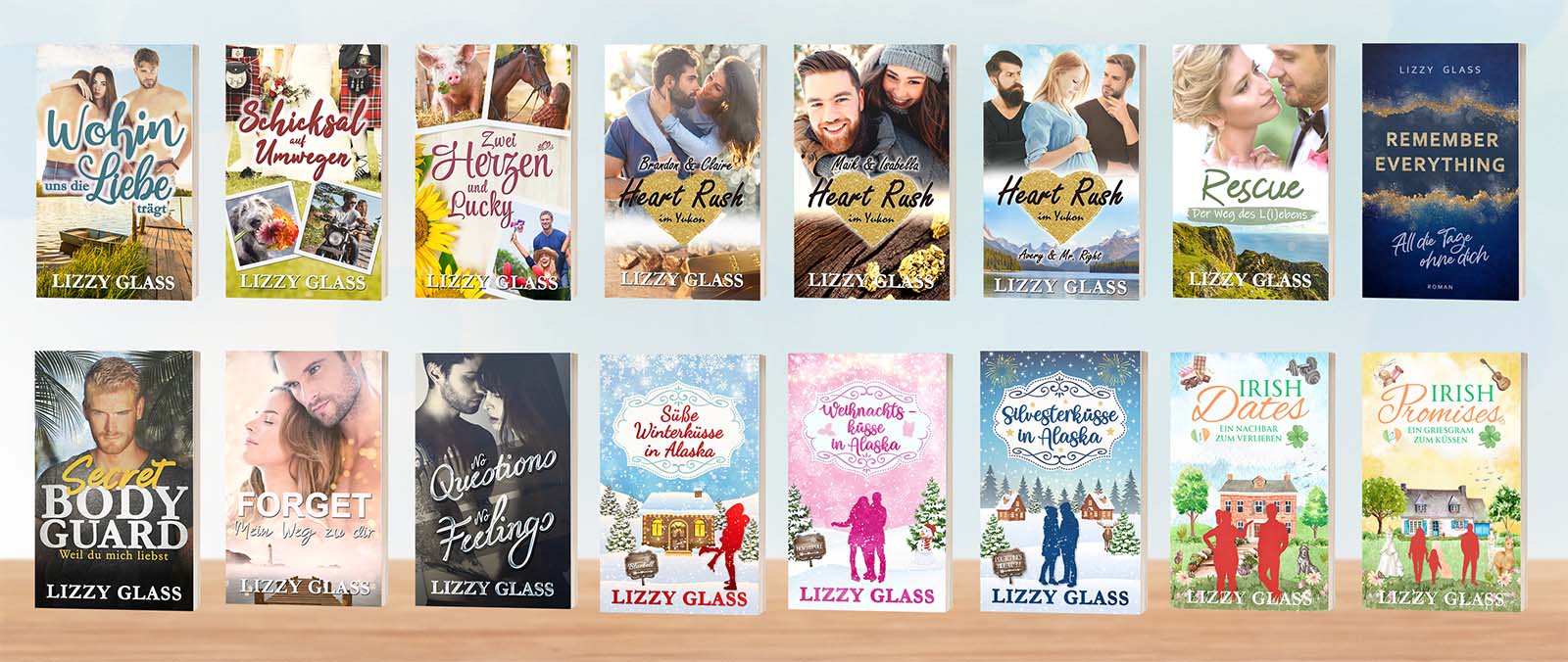Romantische Liebesromane und spannende Romantik-Thriller mit Happy End von Lizzy Glass