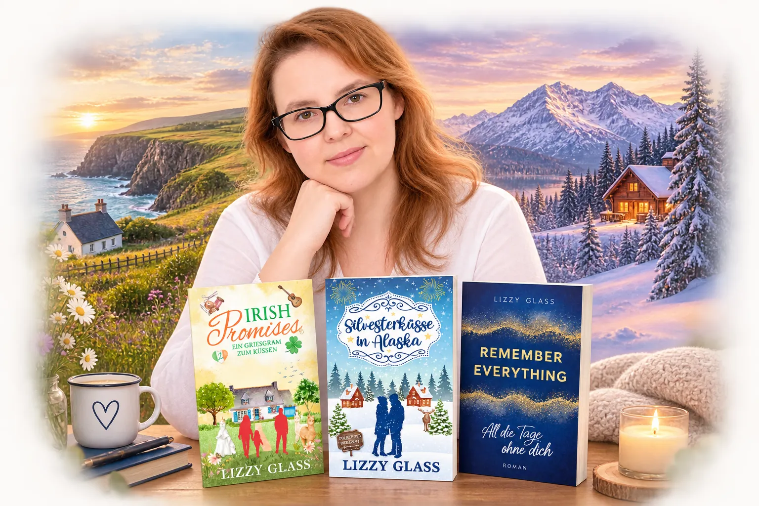 Lizzy Glass mit den Romanen Irish Promises, Silvesterküsse in Alaska und Remember Everything